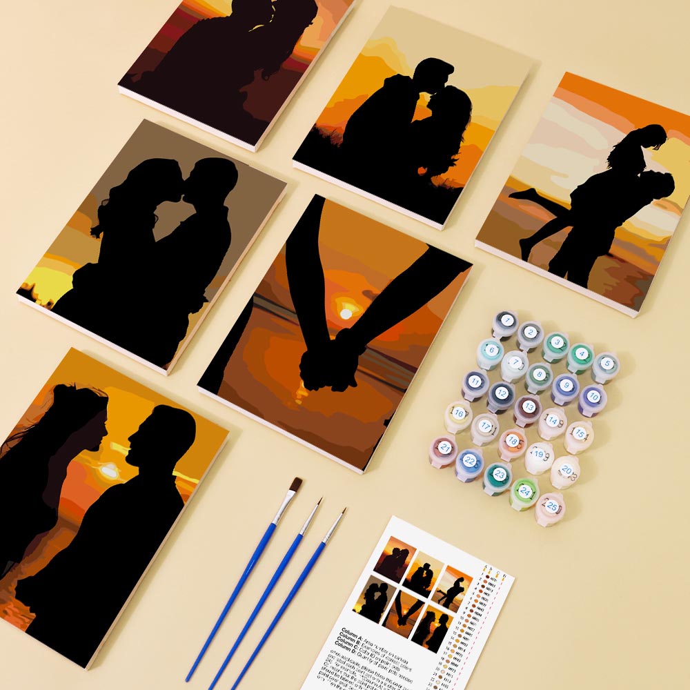 Paint by Numbers – 6 Mini Paintings | Sunset Romance Set