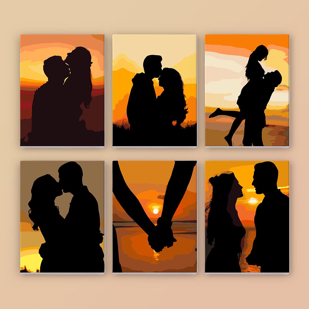 Paint by Numbers – 6 Mini Paintings | Sunset Romance Set