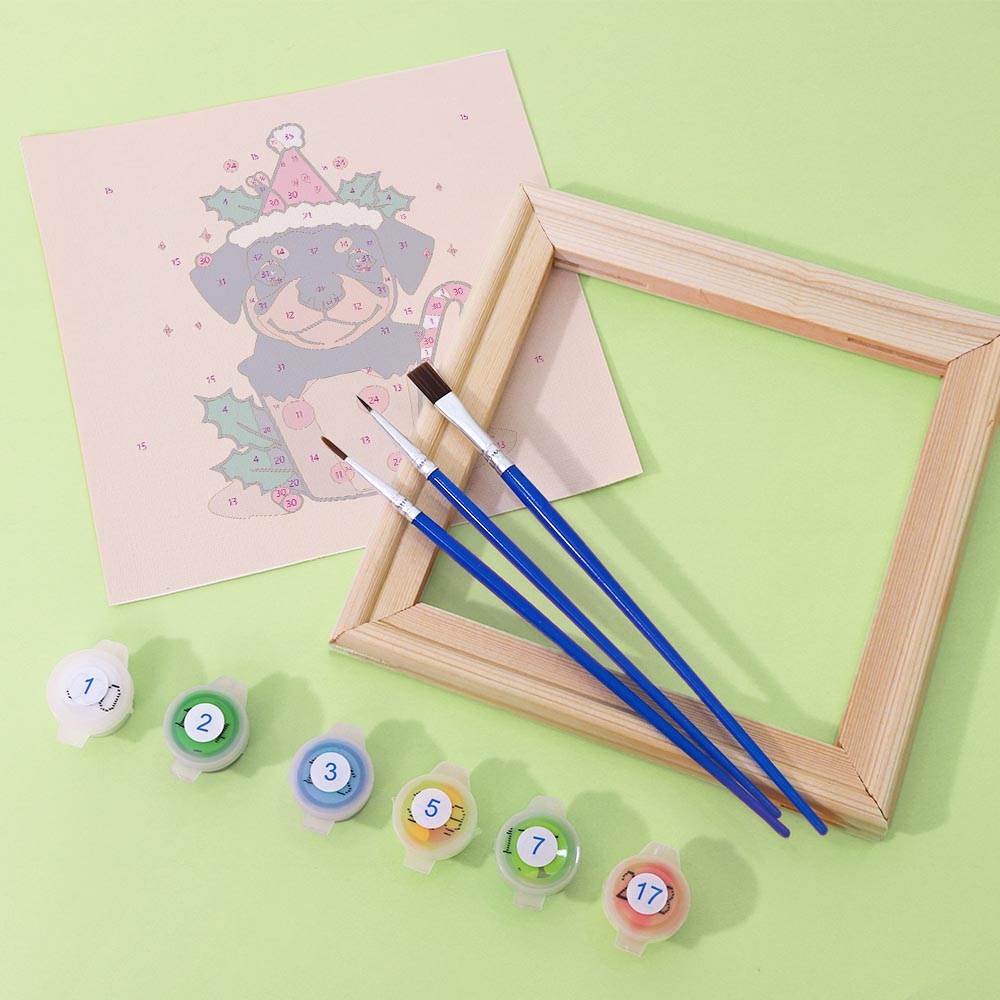 Paint by Numbers – 6 Mini Paintings | Christmas Dogs Set