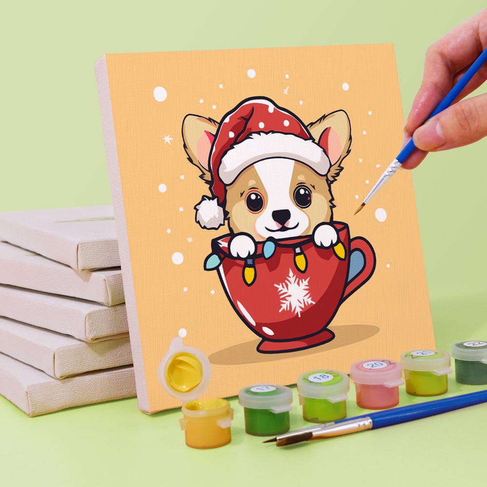 Paint by Numbers – 6 Mini Paintings | Christmas Dogs Set