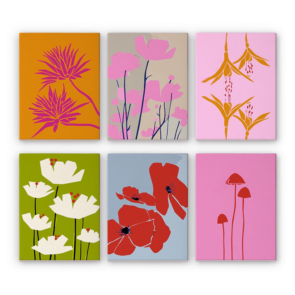 Paint by Numbers – 6 Mini Paintings | Bold Botanical Silhouettes Set