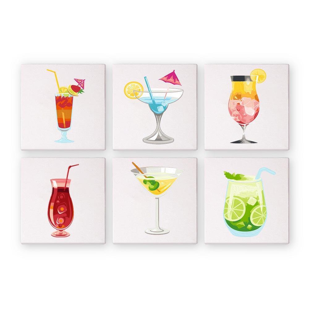 Paint by Numbers – 6 Mini Paintings | Colorful Cocktails Collection