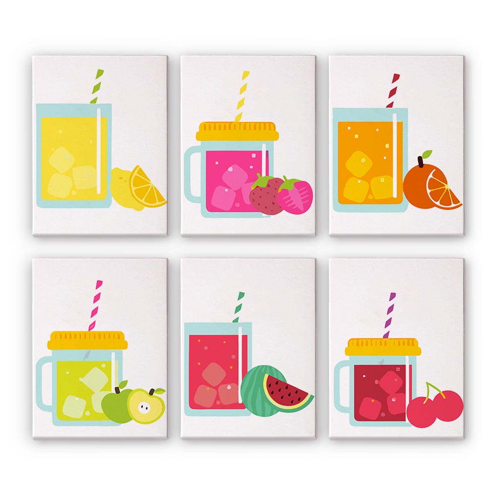Paint by Numbers – 6 Mini Paintings | Cute Fruit Juice Mugs Set