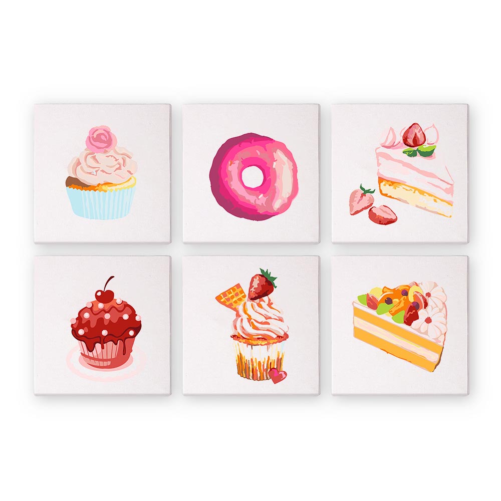 Paint by Numbers – 6 Mini Paintings | Dessert Dreams Set