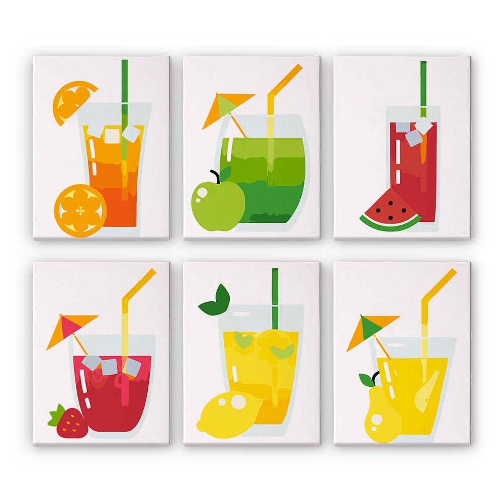 Paint by Numbers – 6 Mini Paintings | Fresh Summer Juice Set