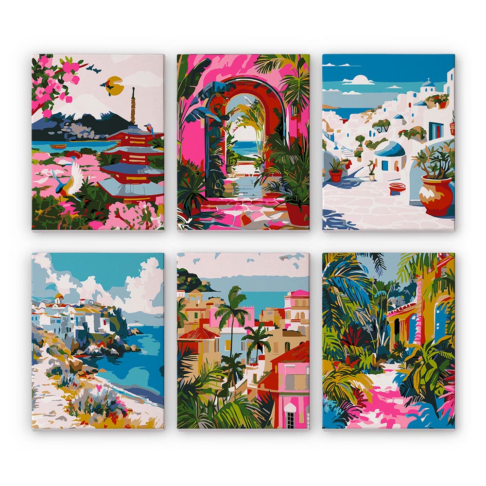 Paint by Numbers – 6 Mini Paintings | Mediterranean Set