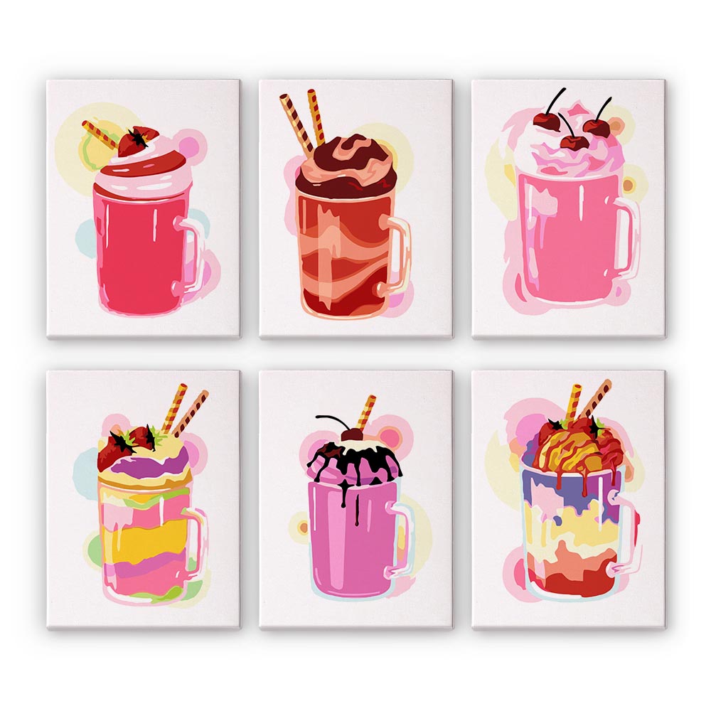 Paint by Numbers – 6 Mini Paintings | Milkshake Set