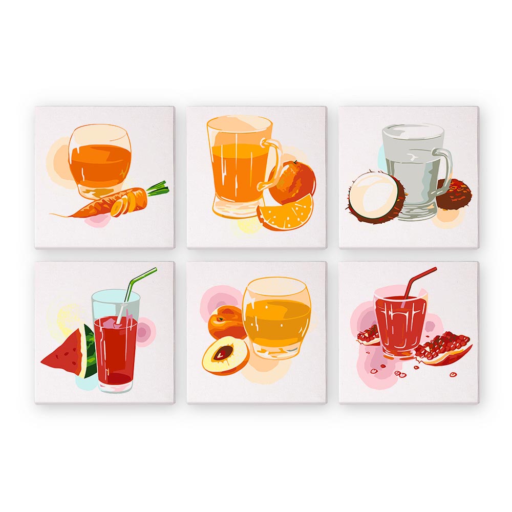 Paint by Numbers – 6 Mini Paintings | Natural Fruit Juice Set