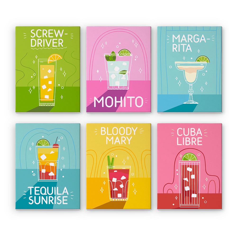 Paint by Numbers – 6 Mini Paintings | Pop Art Cocktail Classics
