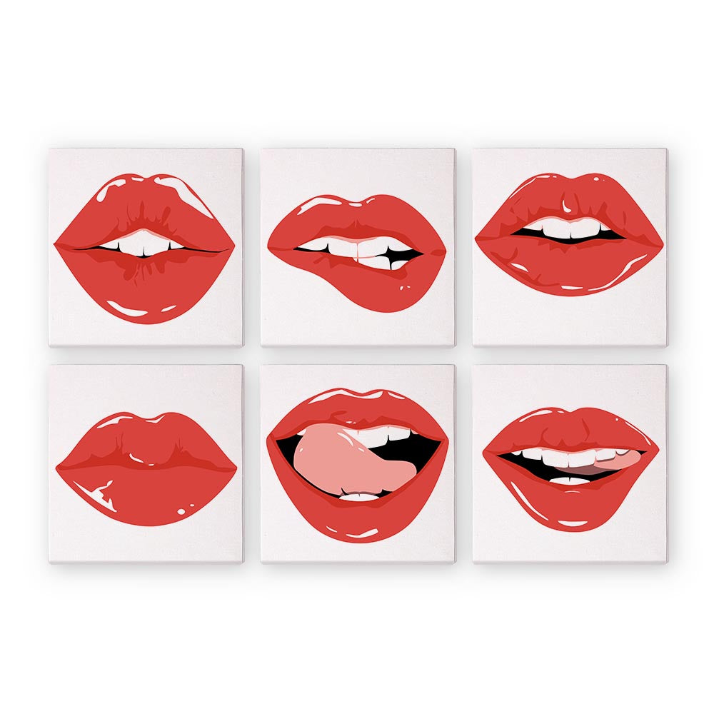 Paint by Numbers – 6 Mini Paintings | Pop Art Lips Expressions Set