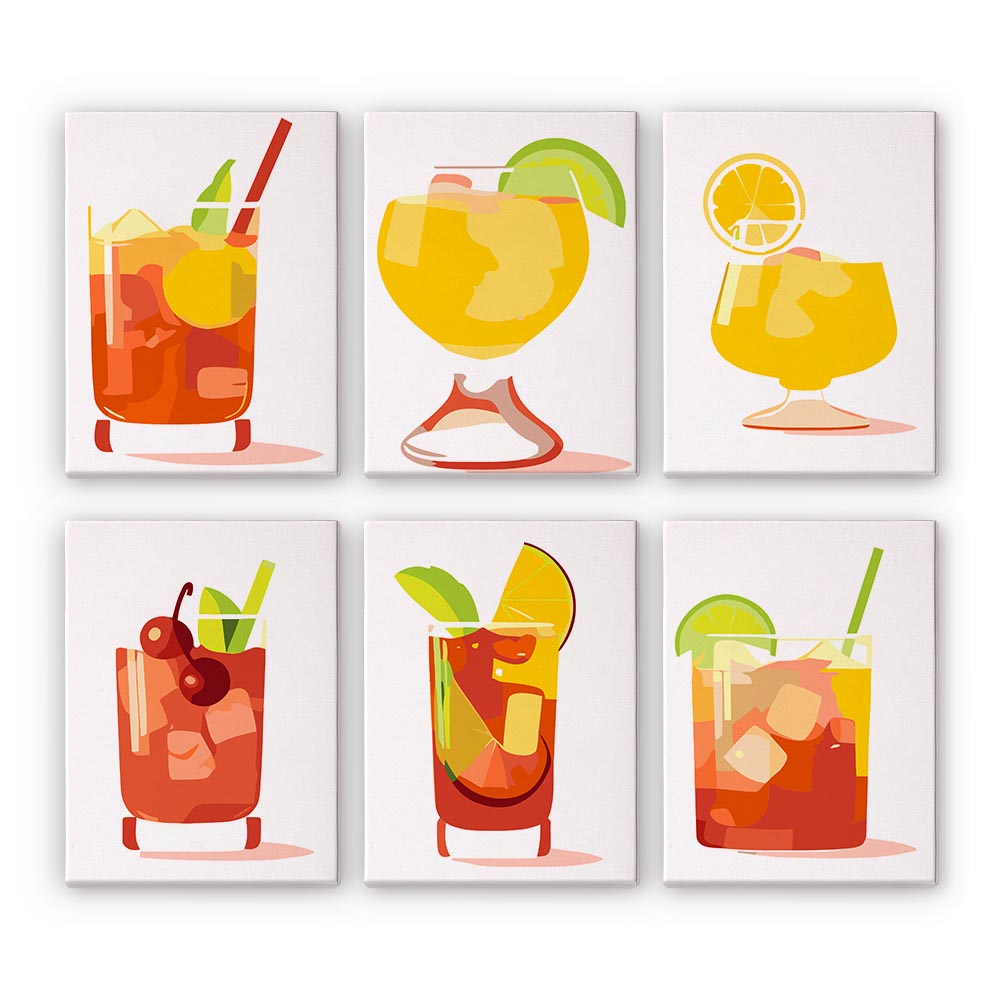 Paint by Numbers – 6 Mini Paintings | Refreshing Summer Cocktails Set