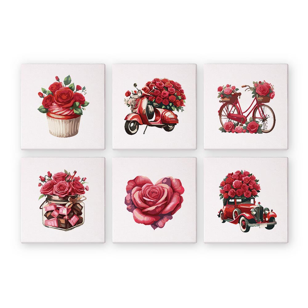 Paint by Numbers – 6 Mini Paintings | Romantic Roses Set
