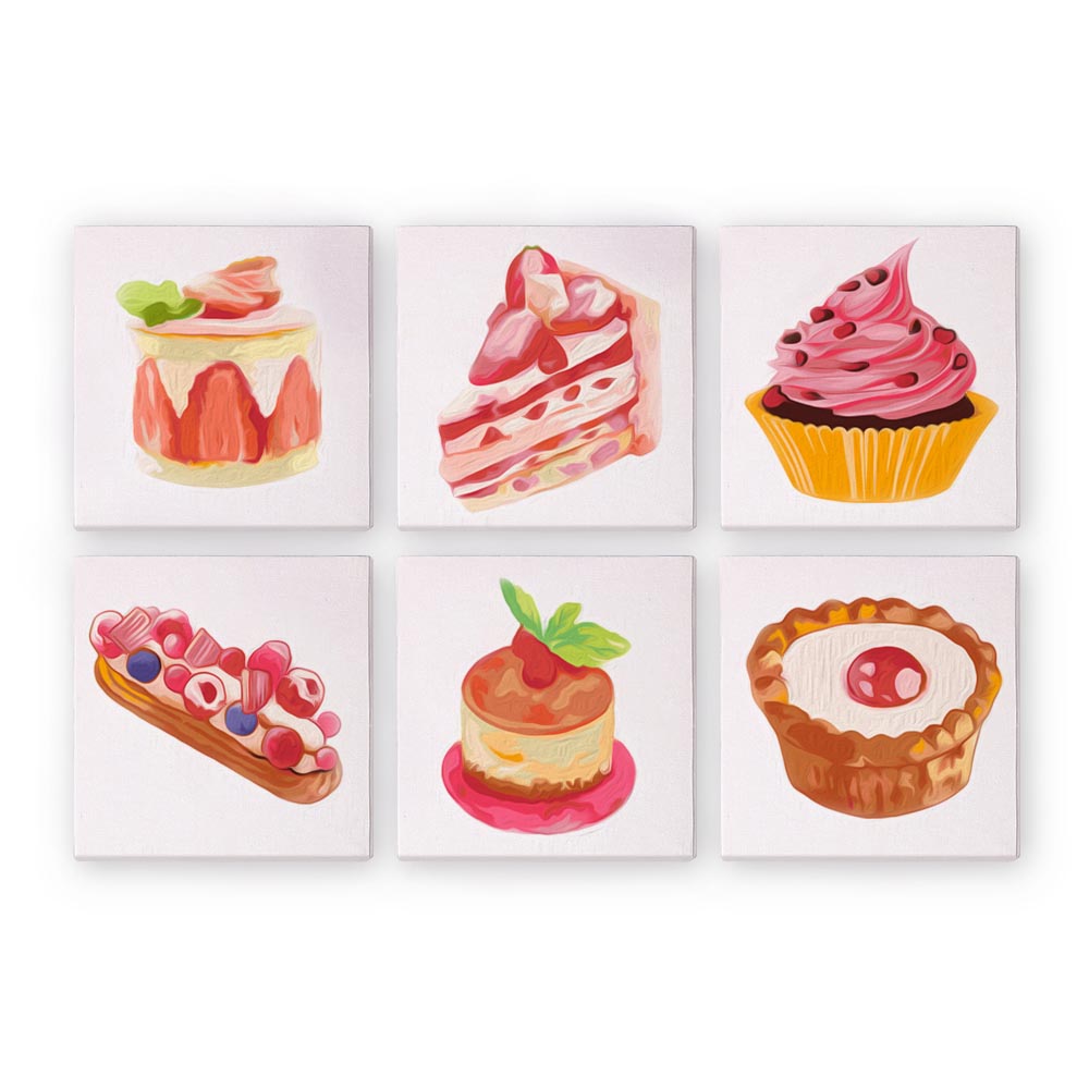 Paint by Numbers – 6 Mini Paintings | Sweet Treats Set