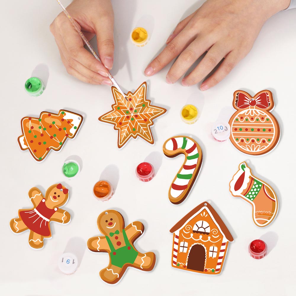 Paint by Numbers – 8 Christmas Ornaments – Gingerbread Family & Sweets Set