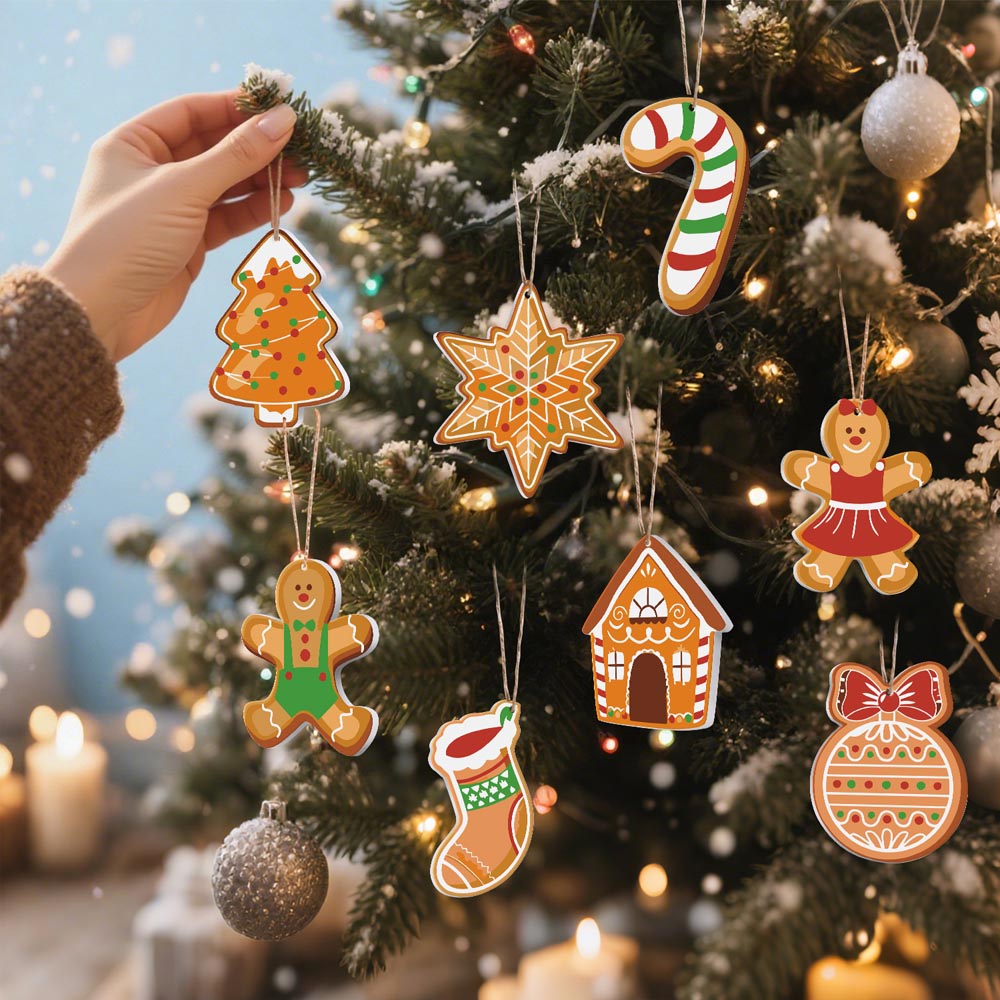 Paint by Numbers – 8 Christmas Ornaments – Gingerbread Family & Sweets Set