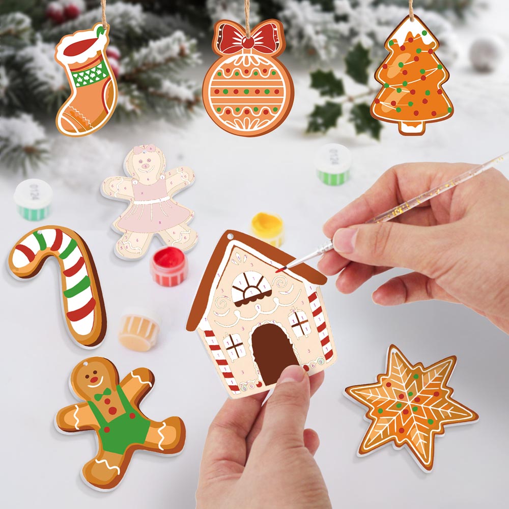 Paint by Numbers – 8 Christmas Ornaments – Gingerbread Family & Sweets Set