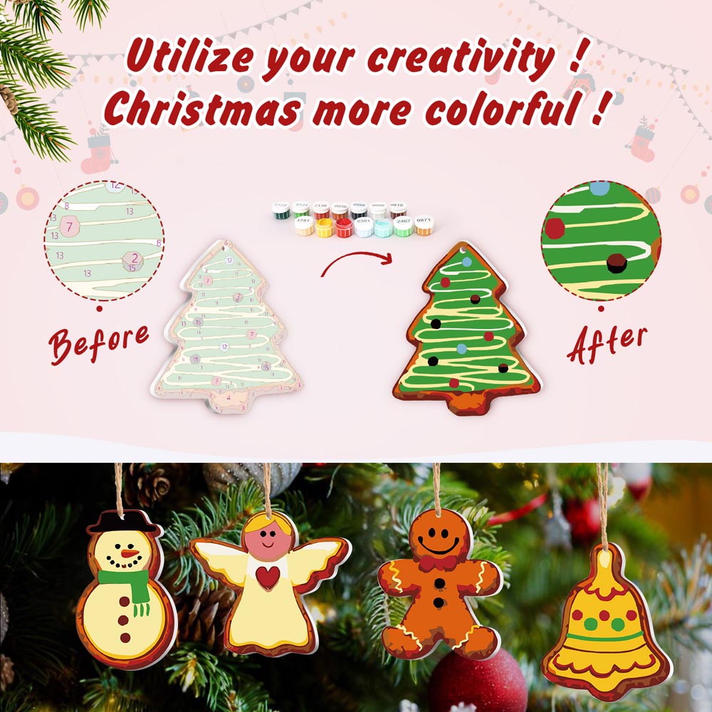Paint by Numbers – 8 Christmas Ornaments – Whimsical Cookie Style Set