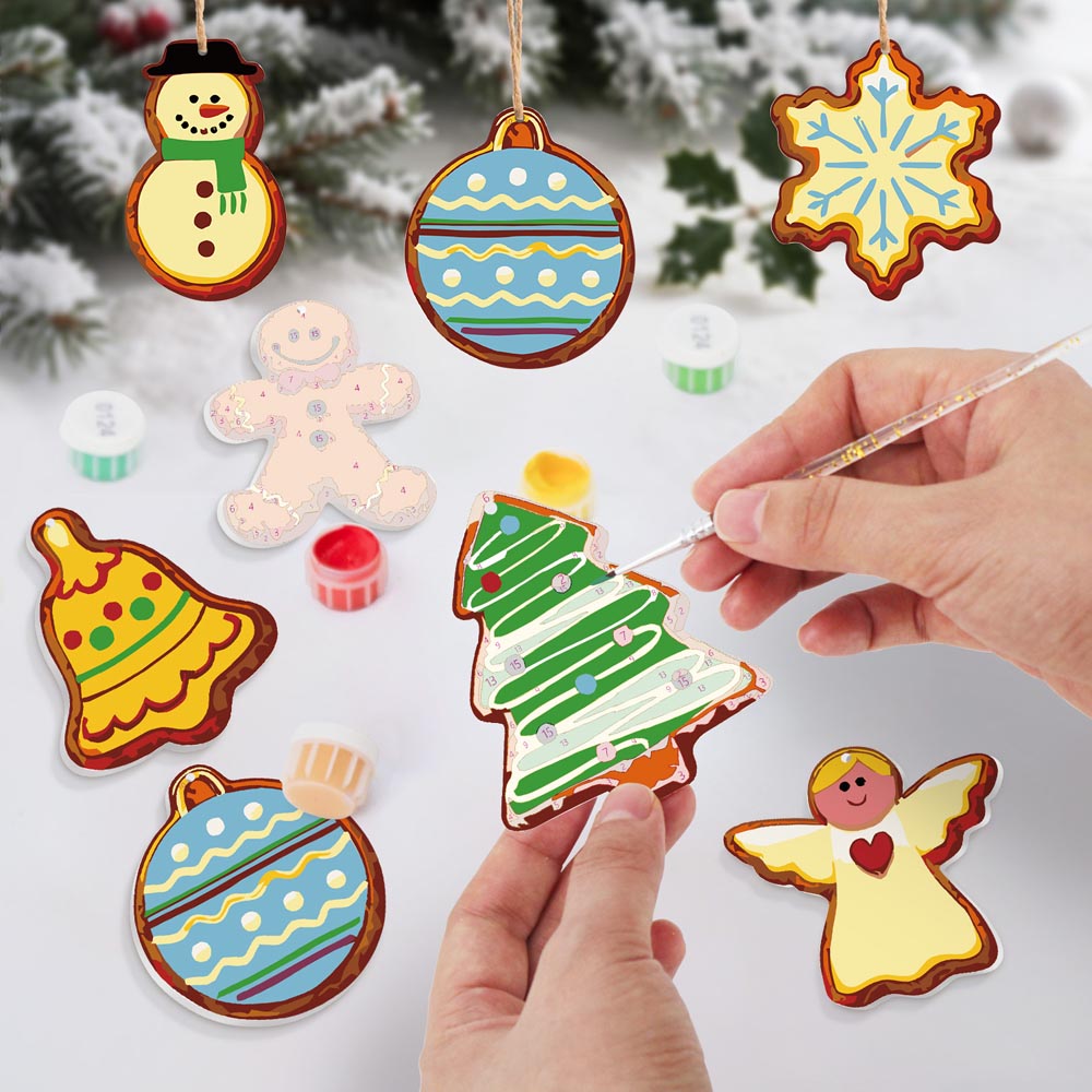 Paint by Numbers – 8 Christmas Ornaments – Whimsical Cookie Style Set