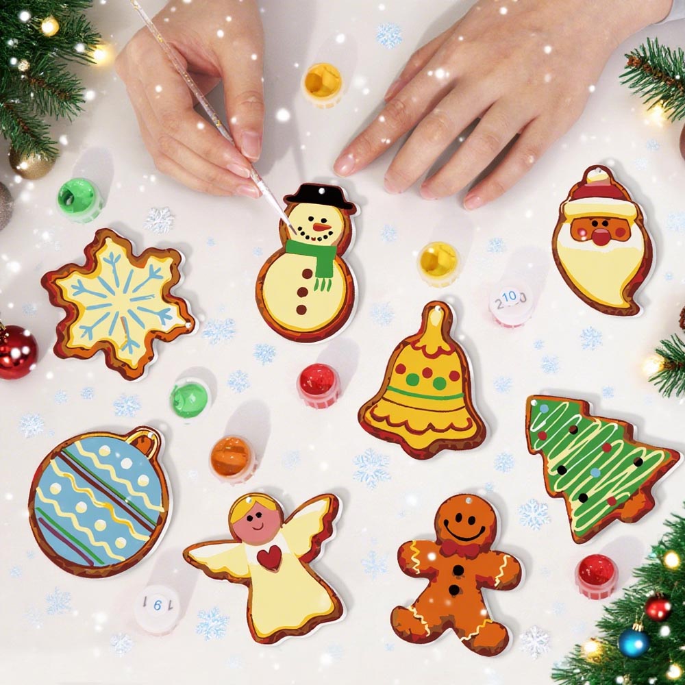 Paint by Numbers – 8 Christmas Ornaments – Whimsical Cookie Style Set