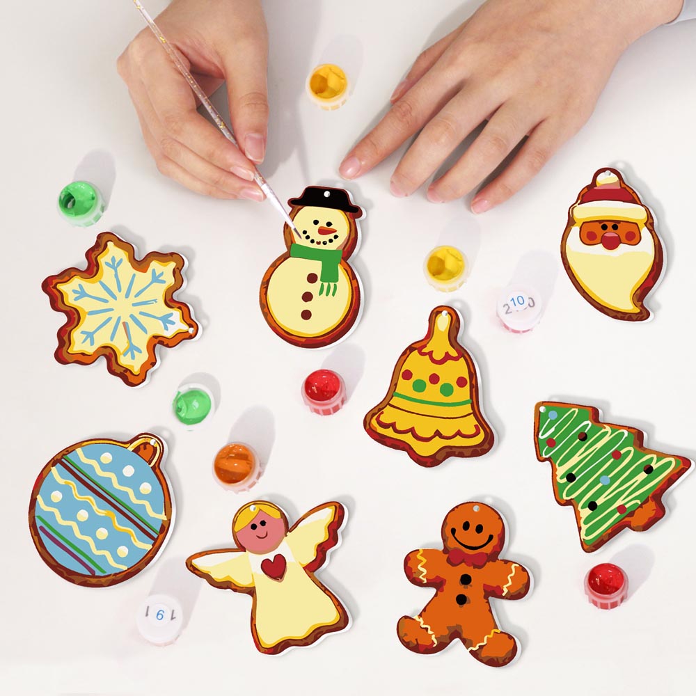Paint by Numbers – 8 Christmas Ornaments – Whimsical Cookie Style Set