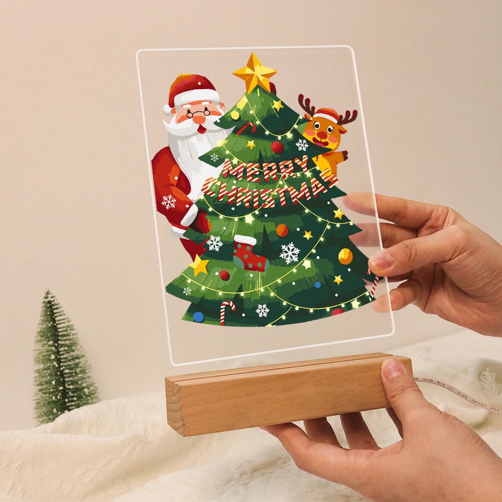 Paint by Numbers - Christmas Light | Santa Claus and Reindeer with Tree