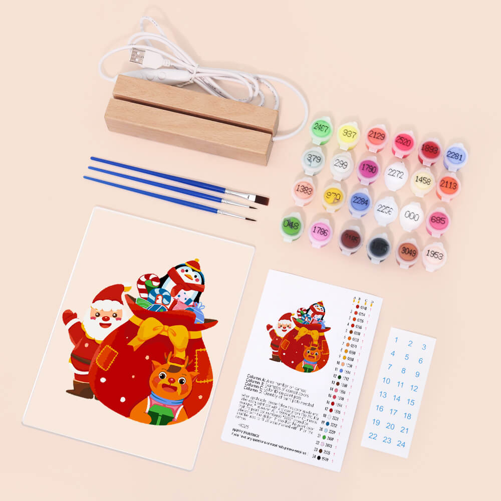 Paint by Numbers - Christmas Light | Santa Claus with gifts