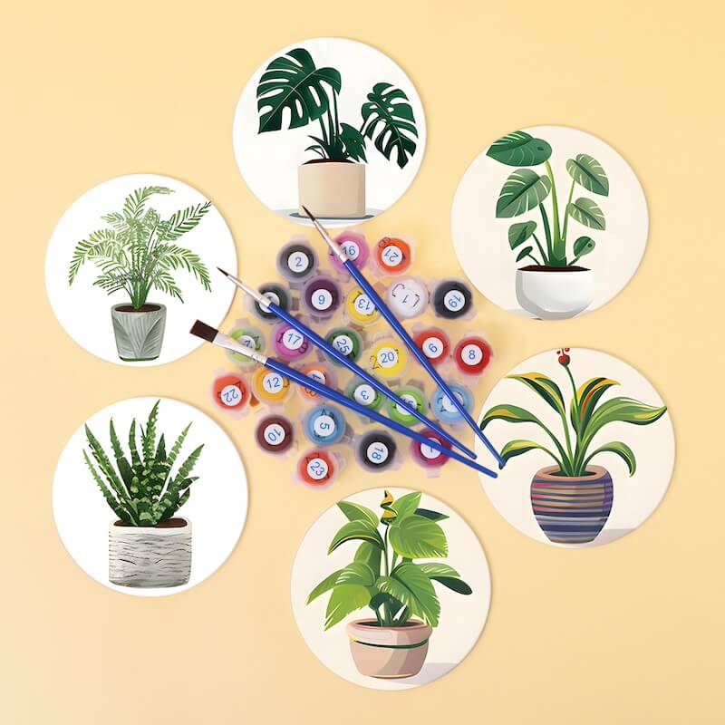 Paint by Numbers - Coasters | Indoor Plants