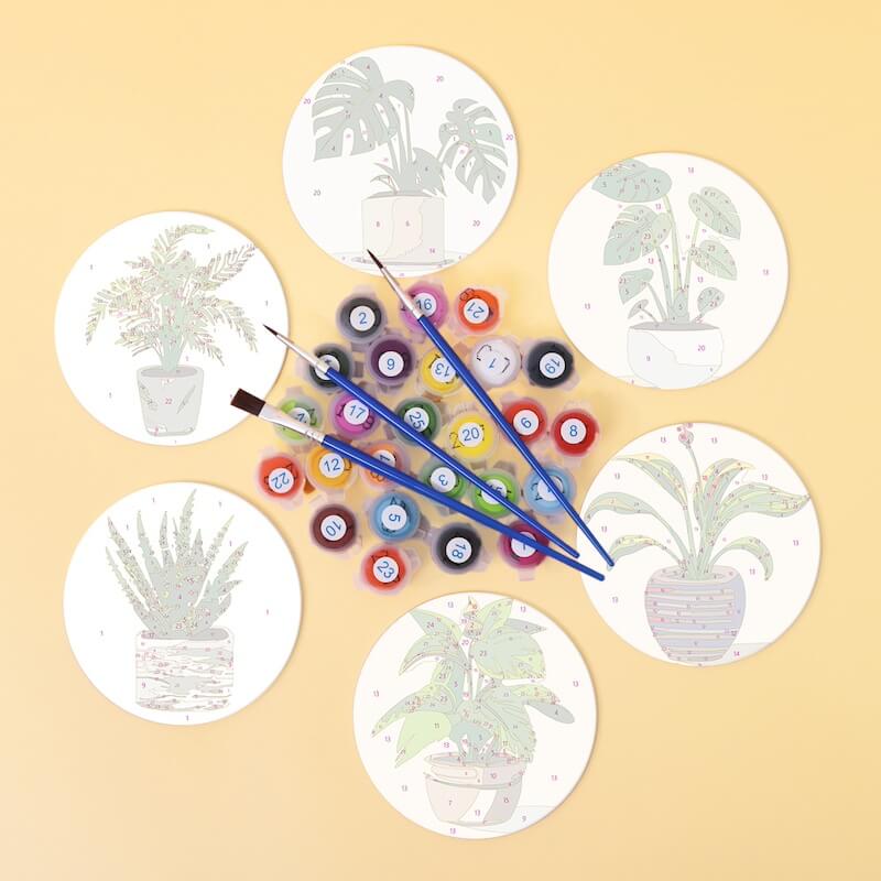 Paint by Numbers - Coasters | Indoor Plants