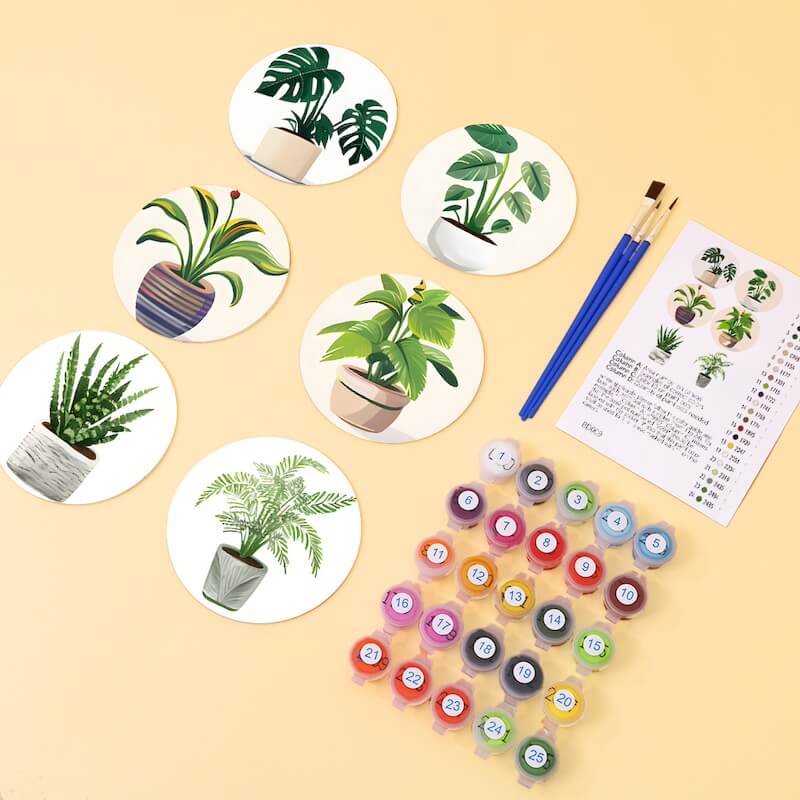 Paint by Numbers - Coasters | Indoor Plants