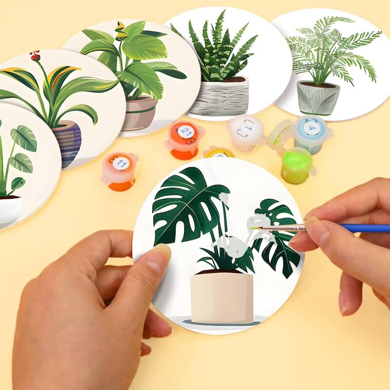 Paint by Numbers - Coasters | Indoor Plants