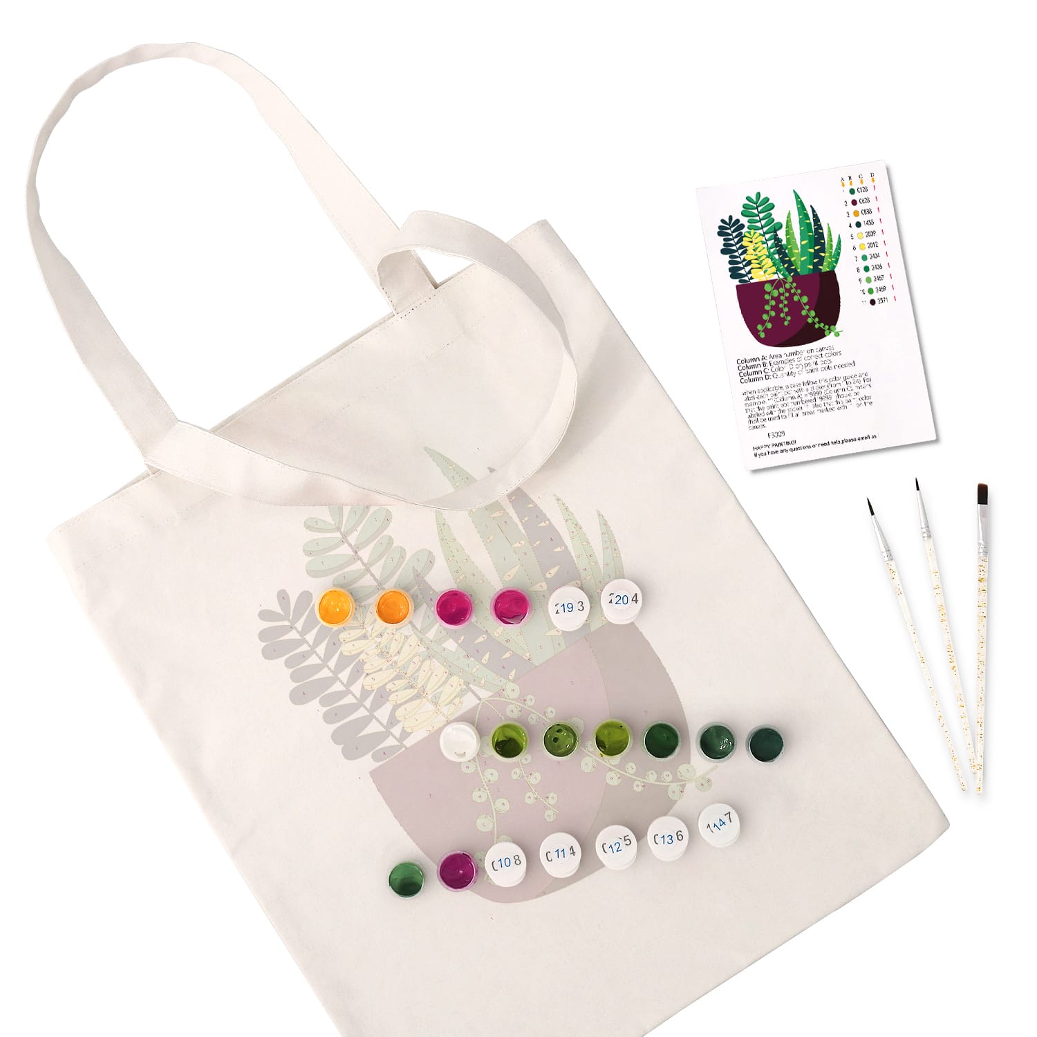 Paint by Numbers - DIY Totebag | Succulent Garden