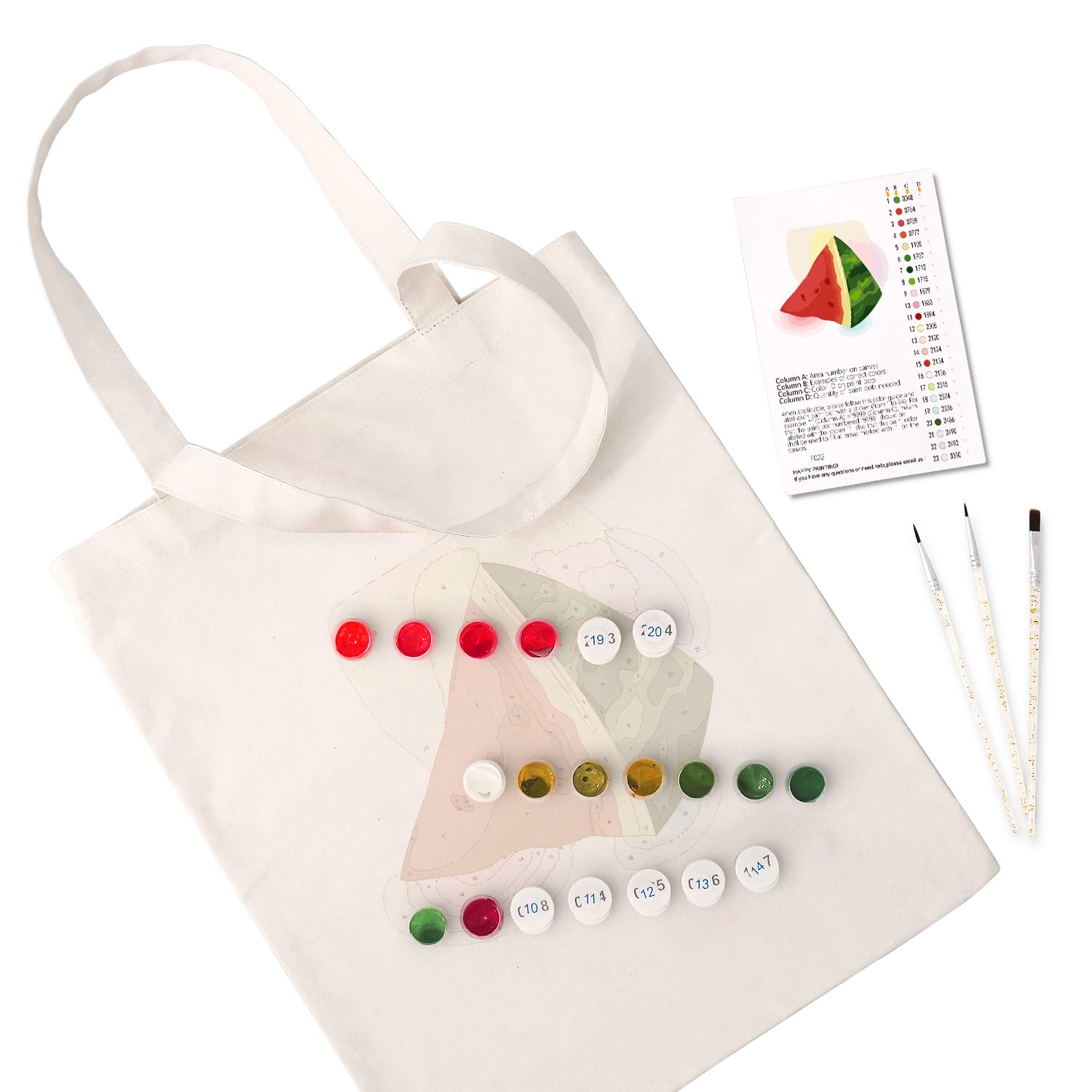 Paint by Numbers - DIY Totebag | Watermelon Slice