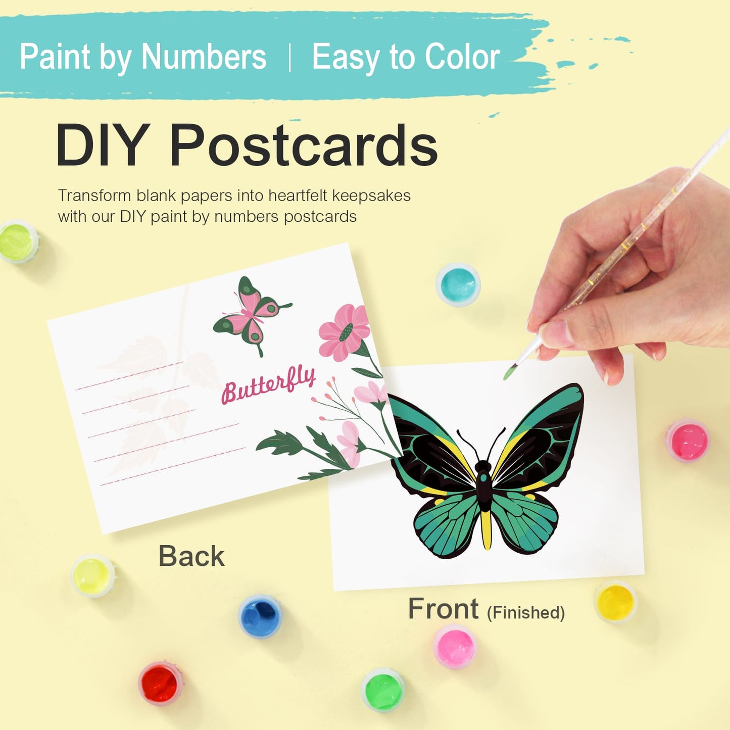 Paint by Numbers – Postcard | Butterflies & Blooms
