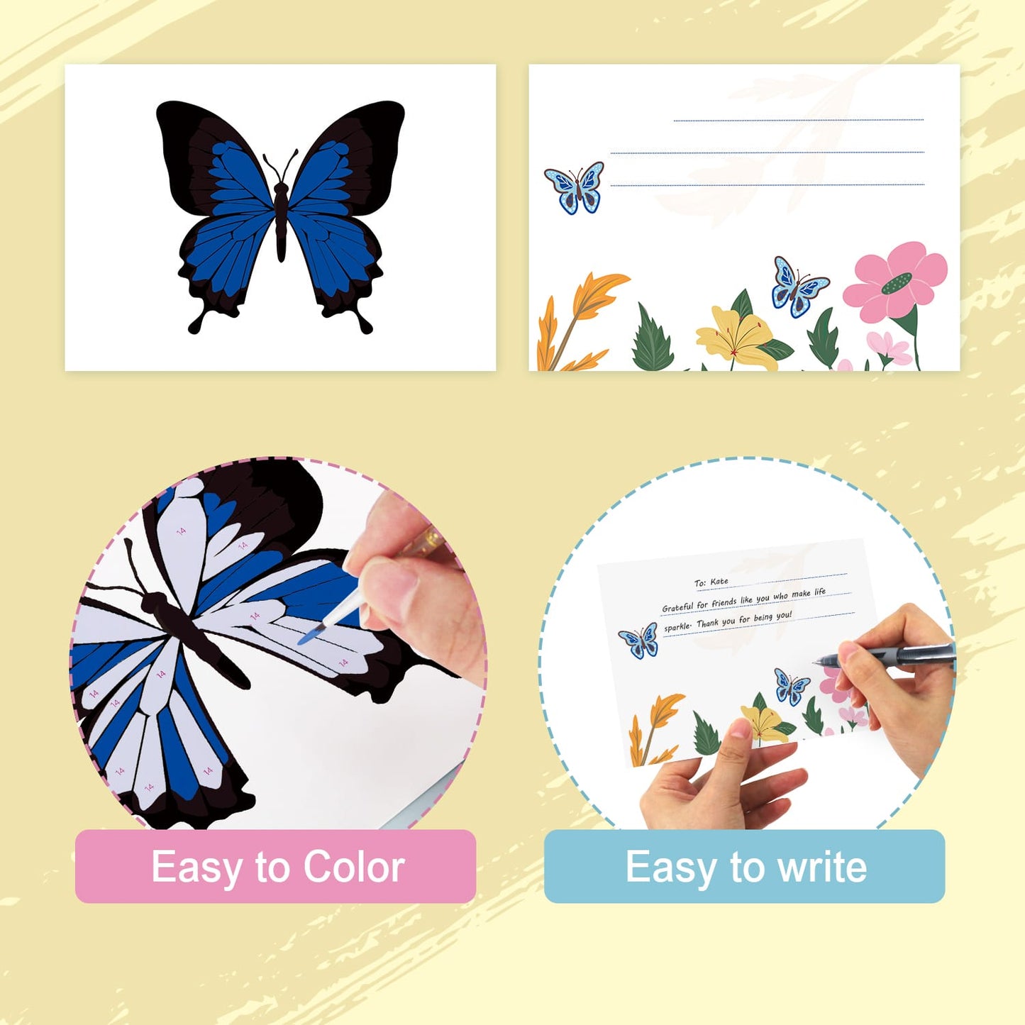 Paint by Numbers – Postcard | Butterflies & Blooms