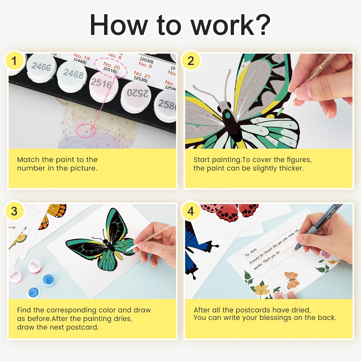 Paint by Numbers – Postcard | Butterflies & Blooms