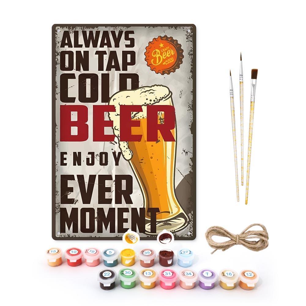 Paint by Numbers – Vintage Metal Bar Art | Cold Beer Every Moment