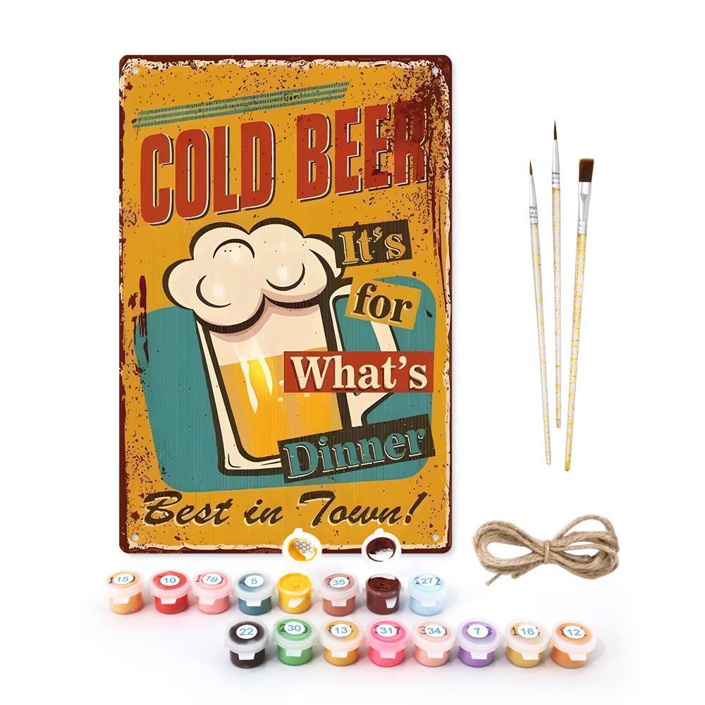 Paint by Numbers – Vintage Metal Bar Art | Cold Beer for Dinner