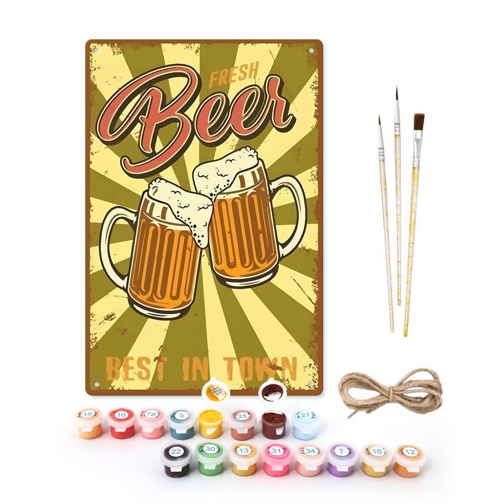 Paint by Numbers – Vintage Metal Bar Art | Fresh Beer Cheers