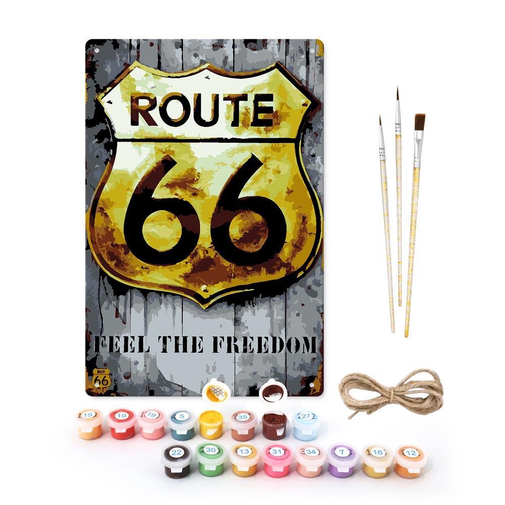 Paint by Numbers – Vintage Road Sign Art | Route 66 Freedom