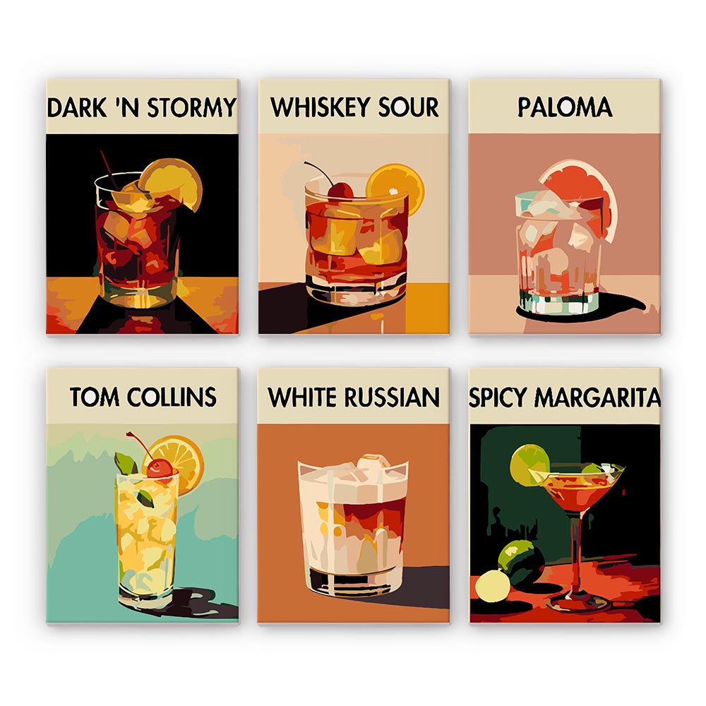 Paint by Numbers – 6 Mini Paintings | Signature Cocktails Set