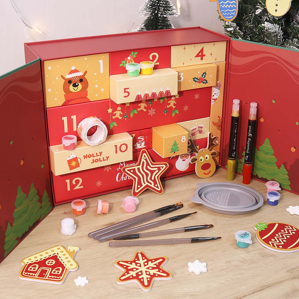 Paint by Numbers – Christmas Advent Calendar - 12 Days (Merry Magic Santa & Snowman Edition)2