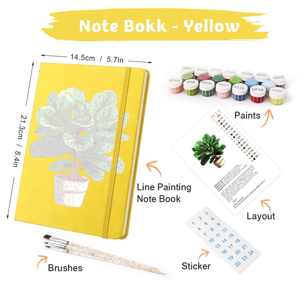 Paint by Numbers Hardcover Journal Notebook - Potted Plant