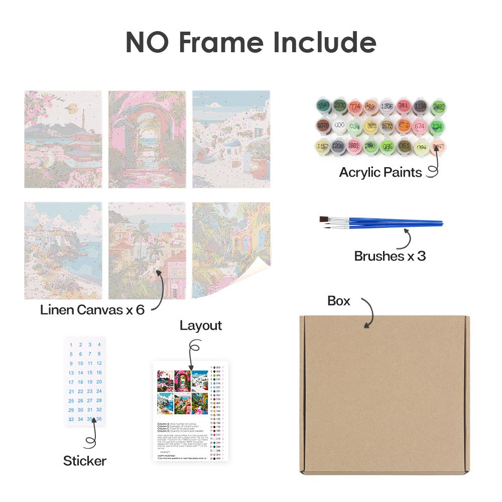 Paint by Numbers – 6 Mini Paintings | Mediterranean Set