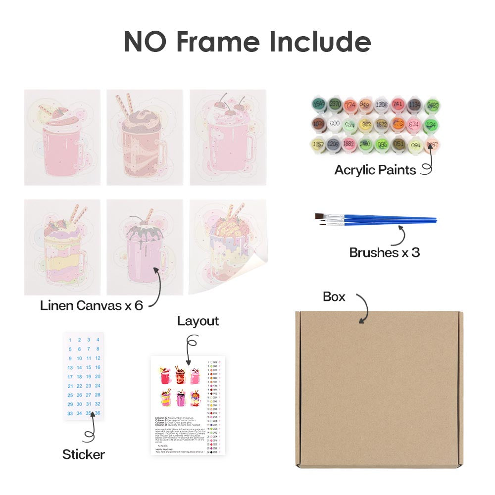 Paint by Numbers – 6 Mini Paintings | Milkshake Set
