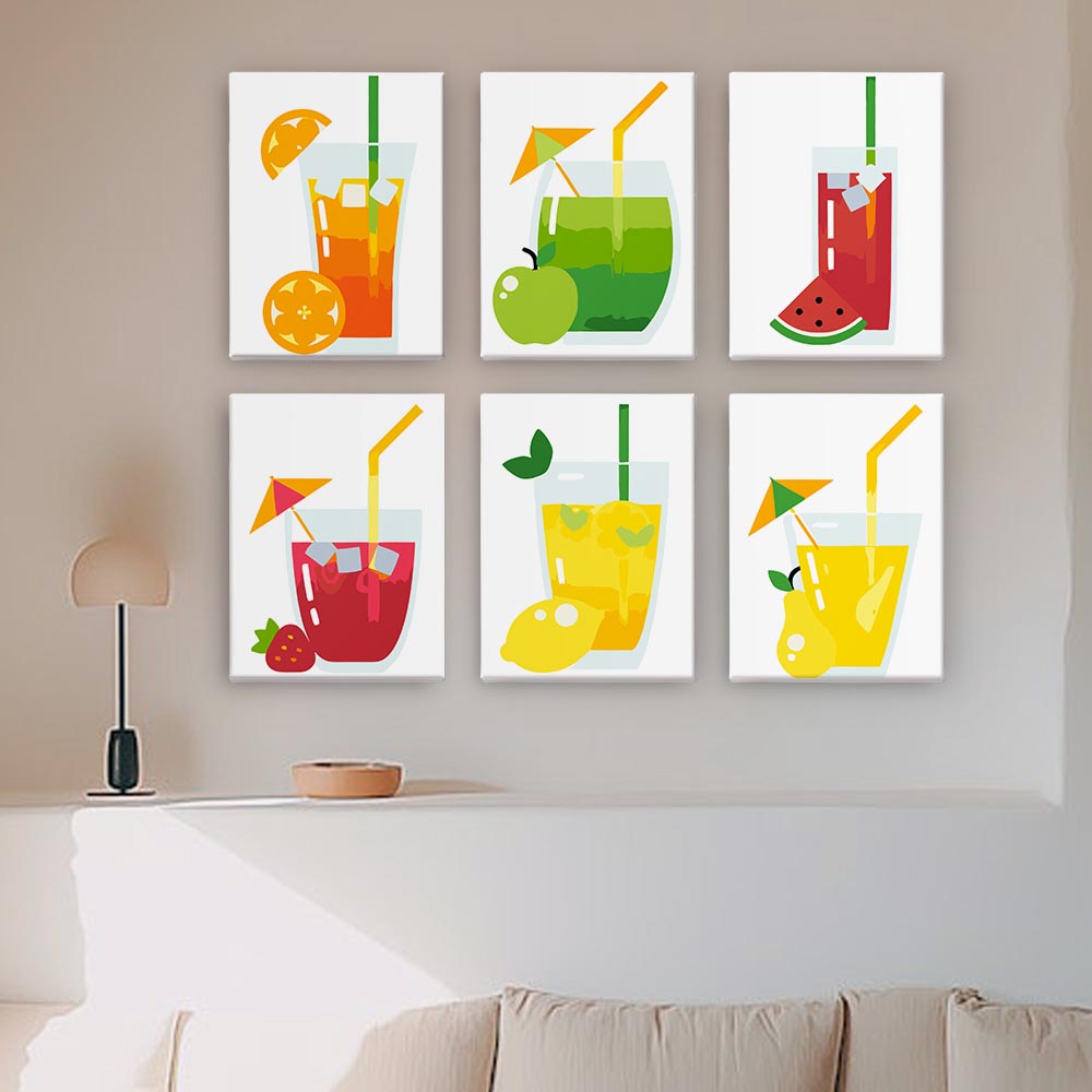 Paint by Numbers – 6 Mini Paintings | Fresh Summer Juice Set