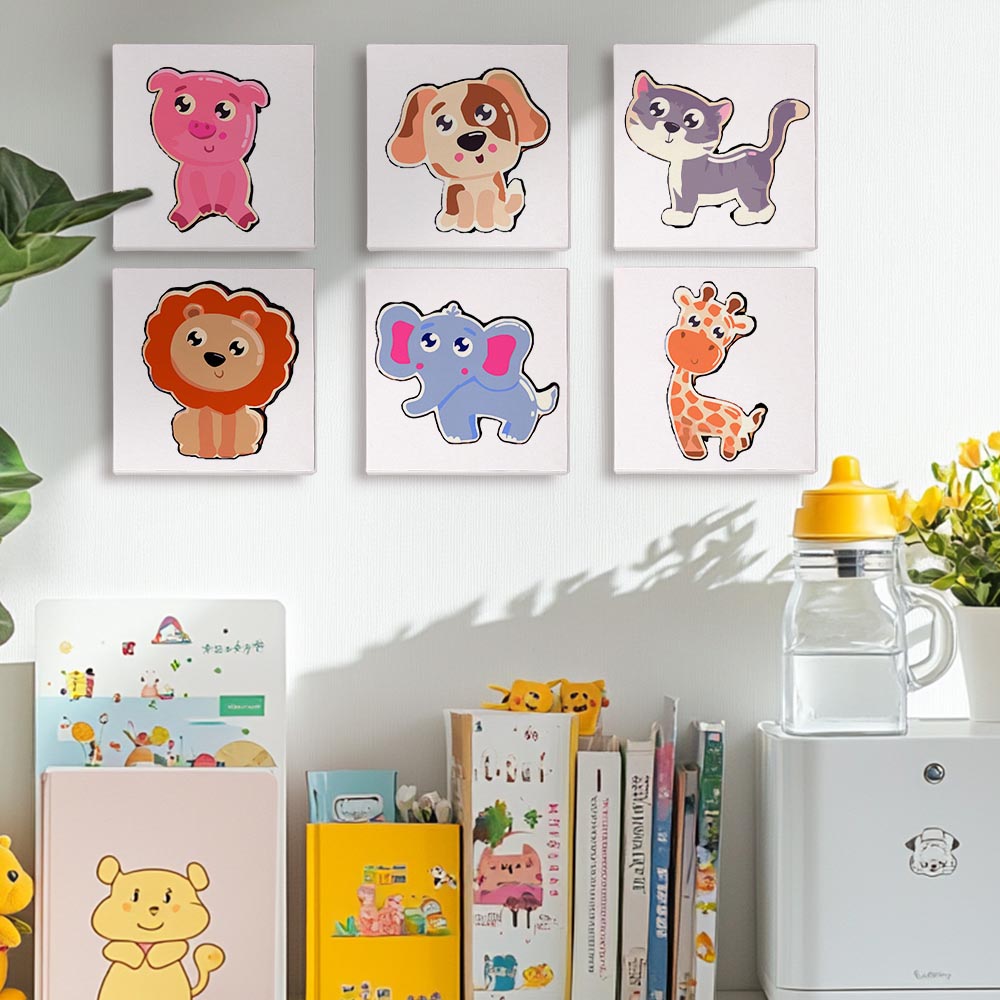 Paint by Numbers – 6 Mini Paintings | Cute Cartoon Animals Set