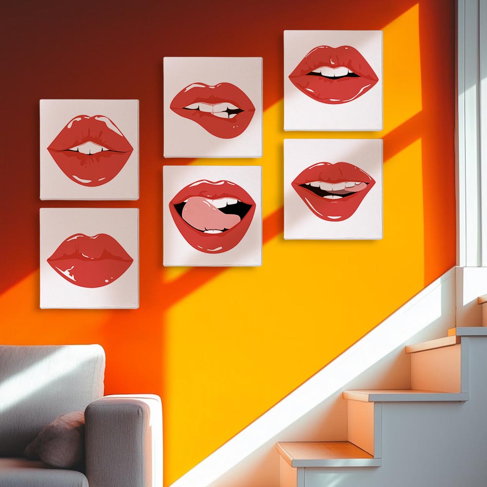 Paint by Numbers – 6 Mini Paintings | Pop Art Lips Expressions Set