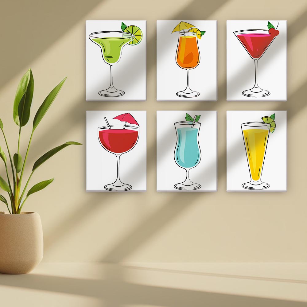 Paint by Numbers – 6 Mini Paintings | Classic Cocktail Glasses Set