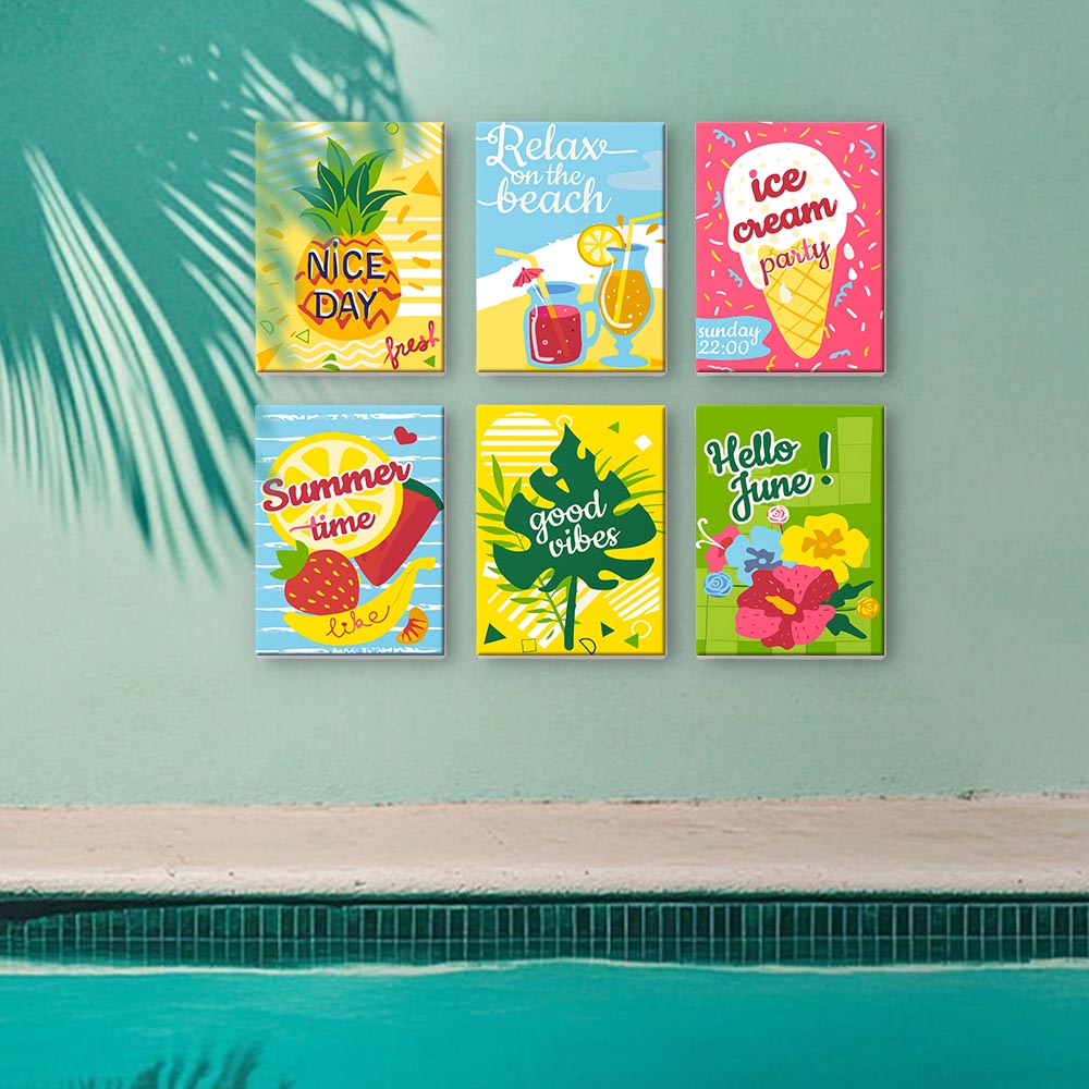 Paint by Numbers – 6 Mini Paintings | Summer Vibes & Ice Cream Set