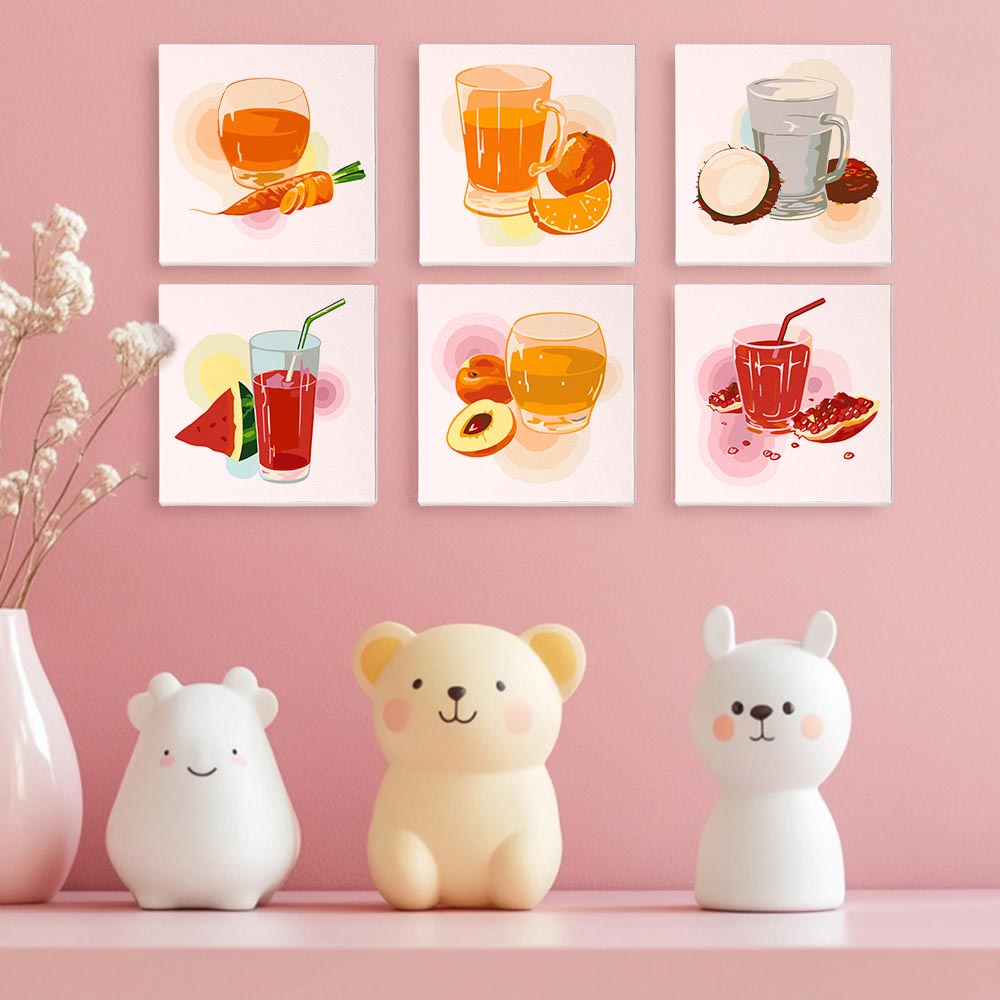 Paint by Numbers – 6 Mini Paintings | Natural Fruit Juice Set